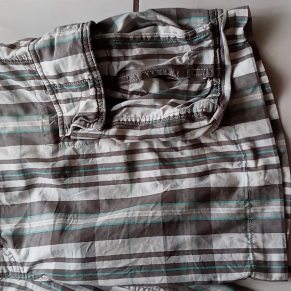 Mossimo Supply Co Men's Cargo Shorts Plaid Brown n Cream w Mint Stripe SZ 38 - Picture 5 of 16